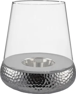Produktbild von Kaheku XXL Windlicht Bilbao Golf rund silber 42 cm Ø 34 cm komplett Glas und Sockel