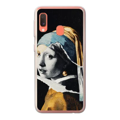 Produktbild von MuchoWow® Handyhülle Schutzhülle Hülle für Samsung Galaxy A20e Mädchen mit Perlenohrring - Gold - Schwarz - Weiß Silikon Softcase Handy Hülle - Abdeckung
