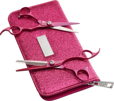 Zdjęcie produktu dla Olivia Garden Silkcut Set Zestaw Nożyczki fryzjerskie 5.75 + Degażówki fryzjerskie 6.35, Amazonki Róż po Zdrowie