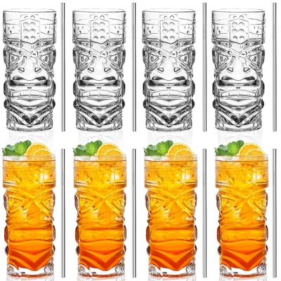 Tiki-Cocktailgläser, 8er Set, 414 ml, transparent, langlebig