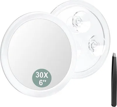 Productafbeelding van Famanu vergrootglas voor rundvlees, 30x vergroting, met zuignappen - Compacte make-upspiegel voor badkamer en reizen