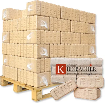 Produktbild von 700 kg RUF Briketts Hartholzbriketts aus Buche und/oder Eiche | 70 x 10 kg Holzbrikett auf Palette | Energie Kienbacher®