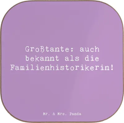 Produktbild von Mr. & Mrs. Panda Untersetzer für Gläser Spruch Großtante Historikerin - Lavendeltraum - Geschenk, emotionale Unterstützung, Lächeln, Lebenserfahrung, fürsorglich, Freude
