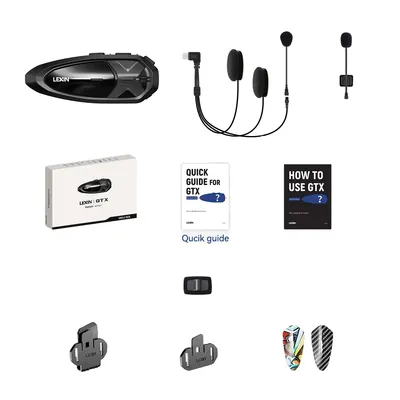 Produktbild von Lexin GTX Intercom, 2000 m Reichweite, unterstützt 10 Fahrer, Einzelpackung 1PC
