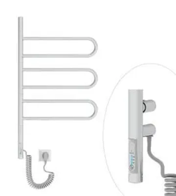 Immagine prodotto di ELNA scaldasalviette elettrico a 180°, radiatore da bagno con 3 bracci pieghevoli, acciaio inox cromato, 78W, 82x46 cm