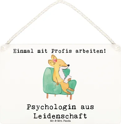 Produktbild von Mr. & Mrs. Panda Holzschild Psychologin Leidenschaft DIN A6 - Weiß - Geschenk, Schild, holzbild, Türschild, Wandbild Holz, kleine aufmerksamkeit