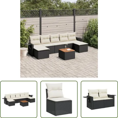 Produktbild von The Living Store 8-tlg. Garten-Sofagarnitur mit Kissen Schwarz Poly Rattan