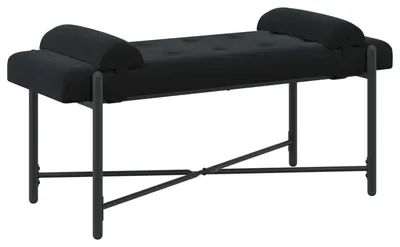Zdjęcie produktu dla Ławka tapicerowana z guzikami i poduszkami vidaXL, czarna, 110 x 40 x 46 cm, aksamit