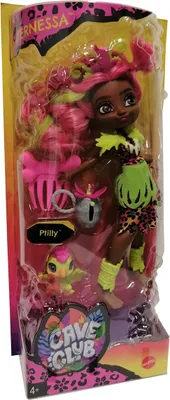 Obrázok produktu pre Mattel GNL85 Jaskynný klub Fernessa prehistorická módna bábika 25 cm s hrebeňom na vlasy a zvieracím ptilly