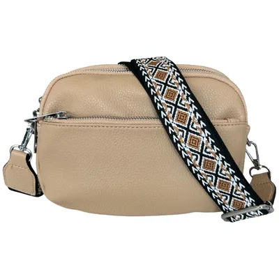Produktbild von Handtasche Schultertasche Umhängetasche Cross Body Bag 3 Reißverschlussfächer Taupe