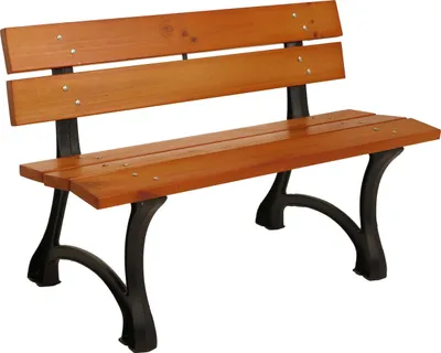 Image de Banc de jardin HWC-O20, Banc de parc Banc en bois 2 places, fonte bois pin, 125cm ~ teck