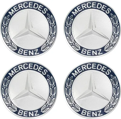Obrázok produktu pre Dekoratívne obtlačky Mercedes 74 mm v tmavomodrej farbe sada 4 kusov.