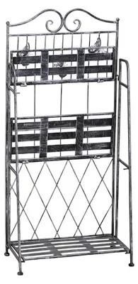 Obrázek produktu pro Třípatrový regál na rostliny – kovový stojan | Barva: stříbrněšedá | Rozměry: 25 x 44 x 96 cm