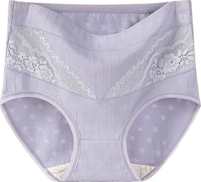 Produktbild von Damen-Unterhosen mit hoher Taille und Spitzenbesatz, Bauchkontrolle, einfarbig, elastische Höschen, nahtlos, bequem, für den täglichen Sport