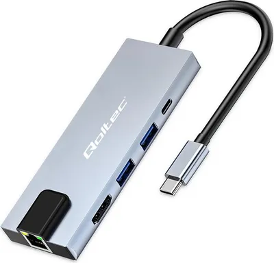 Obrázok produktu pre Qoltec HUB USB C 5in1 USB C PD 100W 2xUSB HDMI 4K RJ45