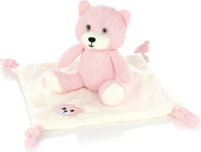 Immagine prodotto di Peluche Nordstern con copertina - Regalo di nascita per bambine in stile maglia - Set per neonati con peluche e copertina a forma di orsetto in rosa