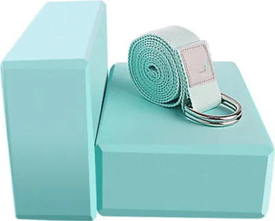 Produktbild von Yogaklötze 3er Set mit Yogagurt [183cm] - Yogaklötze aus Eva-Schaum - Yogaklötze für Yoga Anfänger und Fortgeschrittene(Grün)