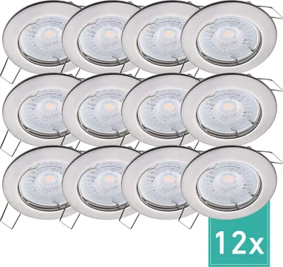 Produktbild von 12er Set Oktaplex Einbaustrahler dimmbar inkl. LED Modul 3000K warmweiß - Deckenspots Edelstahl gebürstet