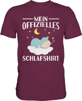 Produktbild von Offizielles Schlafshirt Nachthemd Schlafanzug Pyjama Nilpferd T-Shirt – Burgundy / L