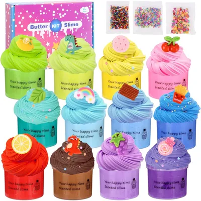 Image de Jeu de pâte à modeler "Fluffy Slime" comprenant 12 pots, de couleurs variées, contenant 70 ml de pâte à modeler non collante, idéal pour les enfants