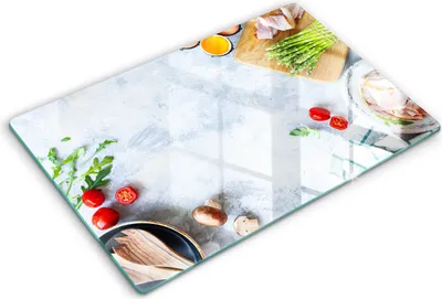 Produktbild von Glasschneideplatte - Herdabdeckplatte - 80x52 cm -Schneidebrett - Spritzschutz -Zutaten in der Küche