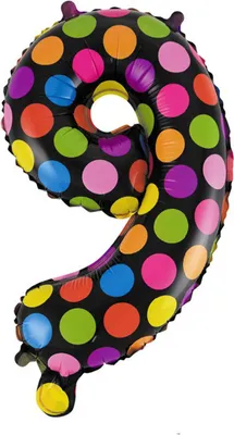 Obrázek produktu pro Folienballon Zahl 9, ca. 40 cm, bunt bepunktet