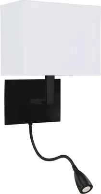 Immagine prodotto di Lampada da parete in metallo tessuto E27 H: 26 cm con interruttore Nero Bianco Moderno