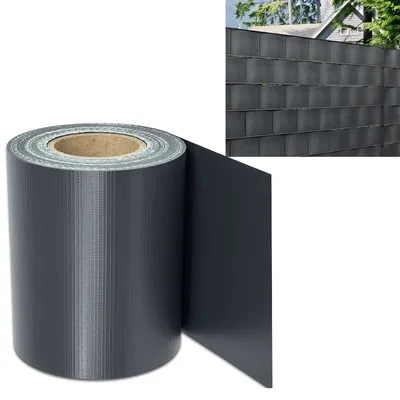 Obrázek produktu pro Yakimz Privacy Strips Fence Film Opaque Thick PVC Double Sided Print Sun Protection Privacy Film 10 Rolls á 35m x 19cm Anthracite