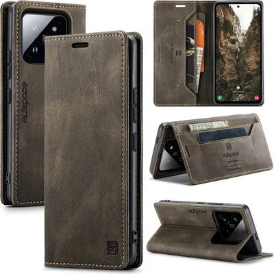 Image de Xiaomi 14 Pro Case, RetroPolyuréthaneLeather Case, Stand and Protective Case for Xiaomi 14 Pro Kupfer