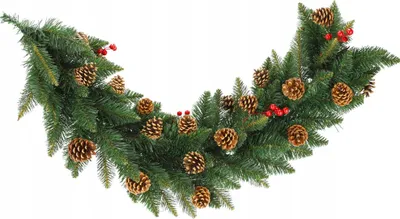 Image de Guirlande pour sapin de Noël - Guirlande de sapin - 115 cm - Avec pommes de pin - Sans éclairage - Aspect naturel