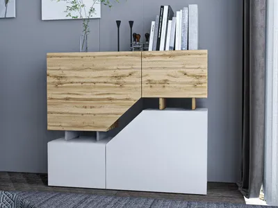 Produktbild von MIRJAN24 Kommode Ceelias, Modern Wohnzimmer Sideboard mit Türen, Industrial Highboard (Farbe: Weiß / Wotan)