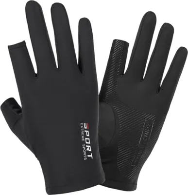 Produktbild von Halbfingerhandschuhe aus Eisseide für Damen und Herren – ideal zum Reiten, für Fitness und Freizeit. Hochelastisch, komfortabel und mit Sonnenschutz.