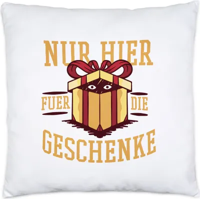Produktbild von Nur für die Geschenke hier Kissen Weihnachten Geschenkidee lustige Tasse mit Motiv Christmas Party