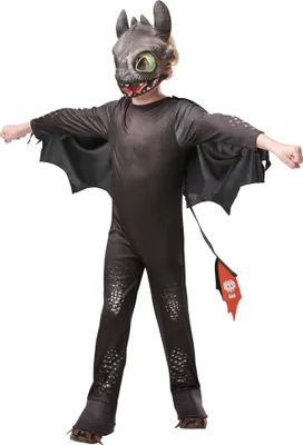 A child wearing a Toothless dragon costume.