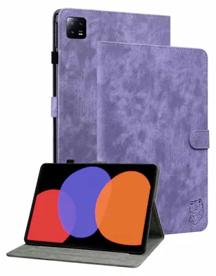 Imagen del producto de Funda de cuero sintético púrpura para Xiaomi Pad 6 / 6 Pro de 11 pulgadas, tipo estuche, diseño "Sand Tiger"