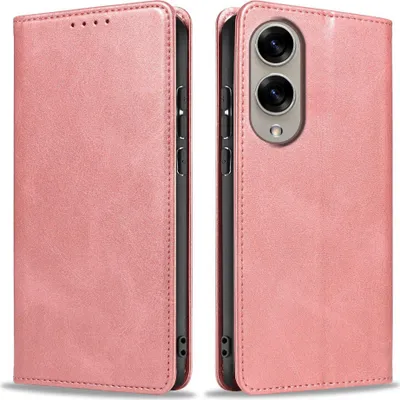 Produktbild von Handyhülle für Samsung Galaxy S25 Edge Kunstleder Flip Cover Hülle Handytasche Case Kartenfach Farbe: Rosa