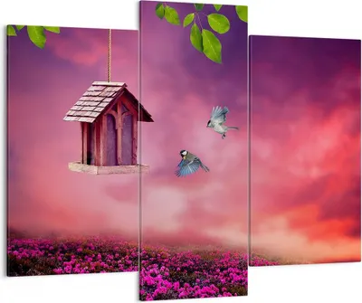 Produktbild von Bild auf Leinwand - Leinwandbild - Vögel Wiese Garten Dekoration - 130x100cm - Wand Bild - Wanddeko - Leinwanddruck - Bilder - Kunstdruck - Leinwand bilder - Wandkunst - CB130x100-3115