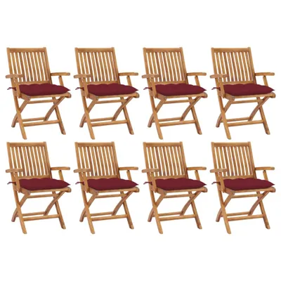 Produktbild von Klappbare Gartenstühle mit Kissen 8 Stk. Massivholz Teak