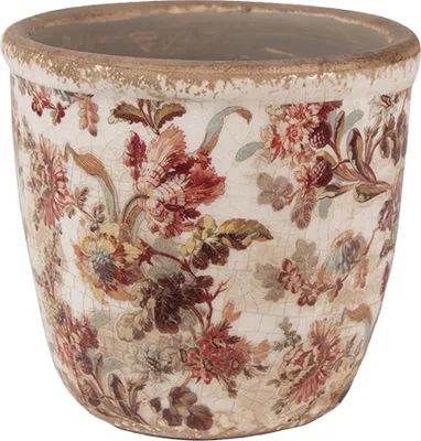 Image de Clayre & Eef Pot de fleurs Ø 11x11 cm Beige Rose Céramique Fleurs