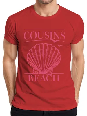 Productafbeelding van COUSINS BEACH, Muschelstrand, Meer. T-shirt voor heren, model "The Summer I Got Pretty", kleur rood, maat S
