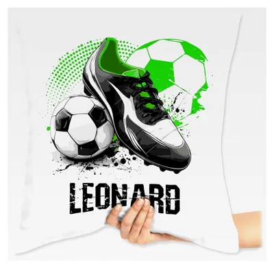 Produktbild von Zierkissen 40x40 - Personalisiertes Fußballgeschenk mit Namen | Geschenke für Fußballfans - 40 x 40 cm - Weiß