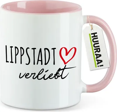 Produktbild von Huuraa Kaffeetasse Lippstadt verliebt 330ml Rosa Keramik Kaffeebecher Geschenkidee