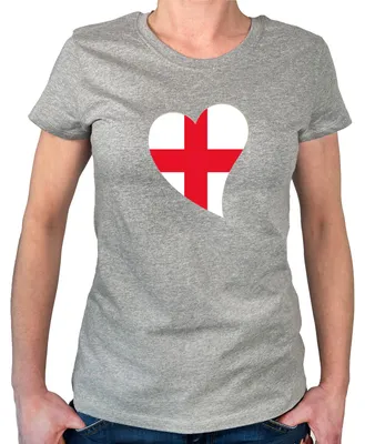 Produktbild von Huuraa Damen T-Shirt England Flagge Herz XXL Sport Grey Bio Baumwolle Fairtrade Damenshirt Geschenkidee