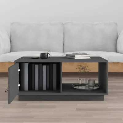 Produktbild von The Living Store Couchtisch Grau 80x50x35,5 cm Massivholz Kiefer