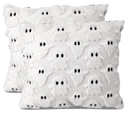 Productafbeelding van Halloween kussensloop, 45x45 cm, met spookmotief, wit