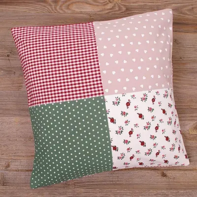 Immagine prodotto di Copricuscino 40x40 cm stile country fiori cuore bianco cotone