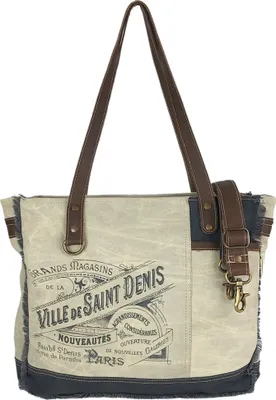 Produktbild von Sunsa Damen Handtasche. XXL Shopper Leinwand/Canvas & Leder. Vintage Retro Stil Tasche. Schultertasche