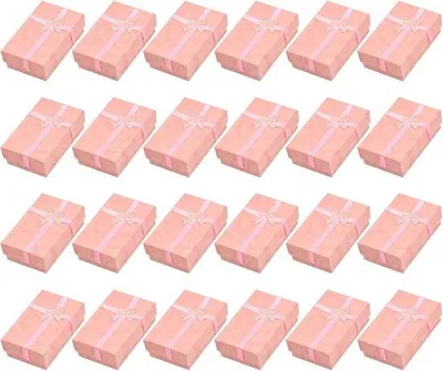 Produktbild von Famanu Geschenkboxen für Schmuck - 24 Papier Juwelenschachteln mit Satinband - Rosa, Blau, Lila