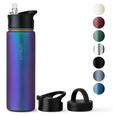 Trinkflasche Edelstahl 750ml Thermo Flasche Sport isoliert Blau, Lila Vinsun