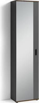 Produktbild von byLIVING Hochschrank Jakob, 49x196x30 cm, Melamin anthrazit mit Old Style, mit Spiegel